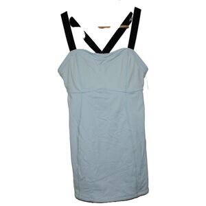 Womens Lululemon Baby Blue Tank Top Black Straps Strappy Sleeveless Sport Size 4